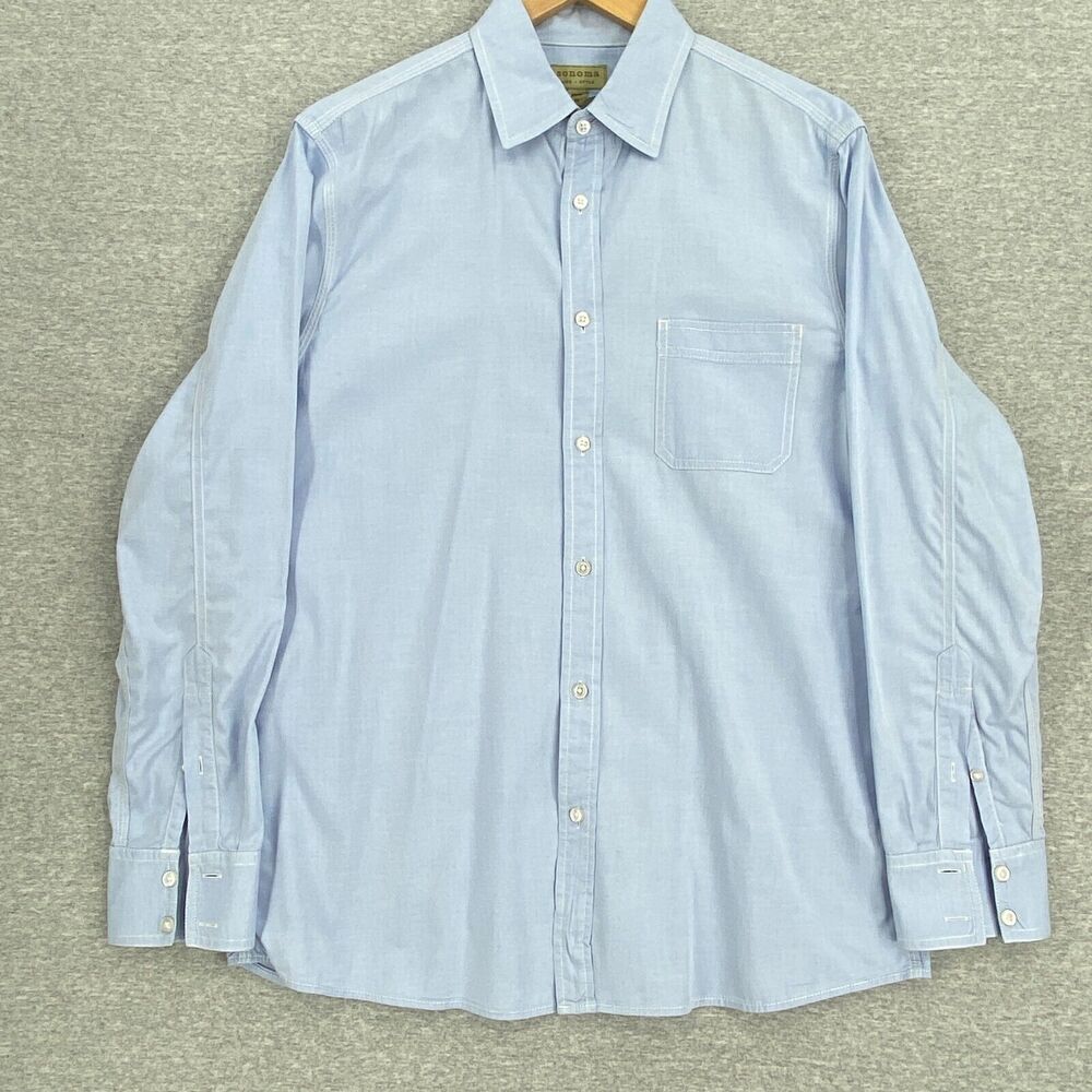 Sonoma Shirt Mens Medium Blue Button Up Long Sleeve Cotton Casual Classic Collar